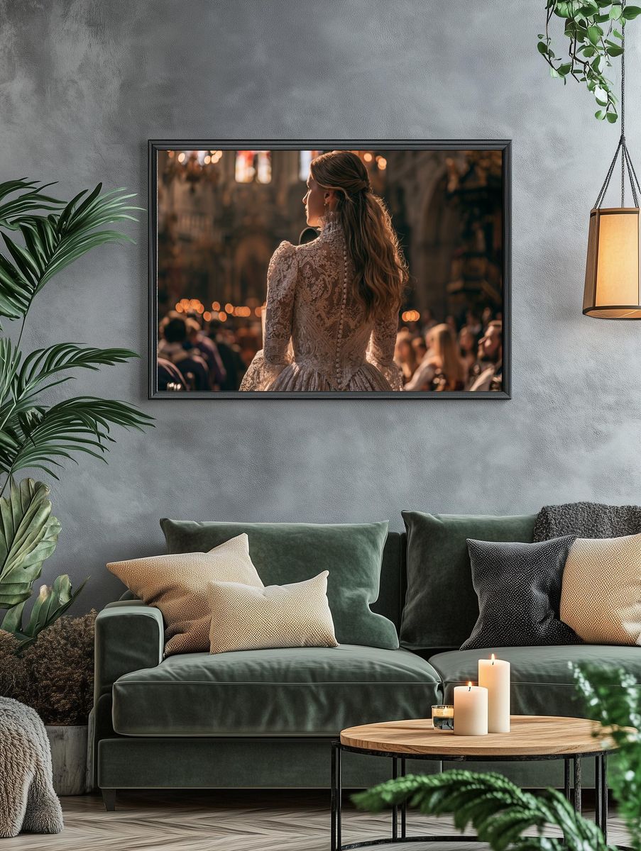 Elegant Woman in Lace Dress Poster. — room view 4