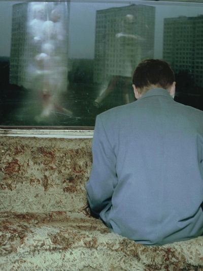 Solitary Man on Train Poster.