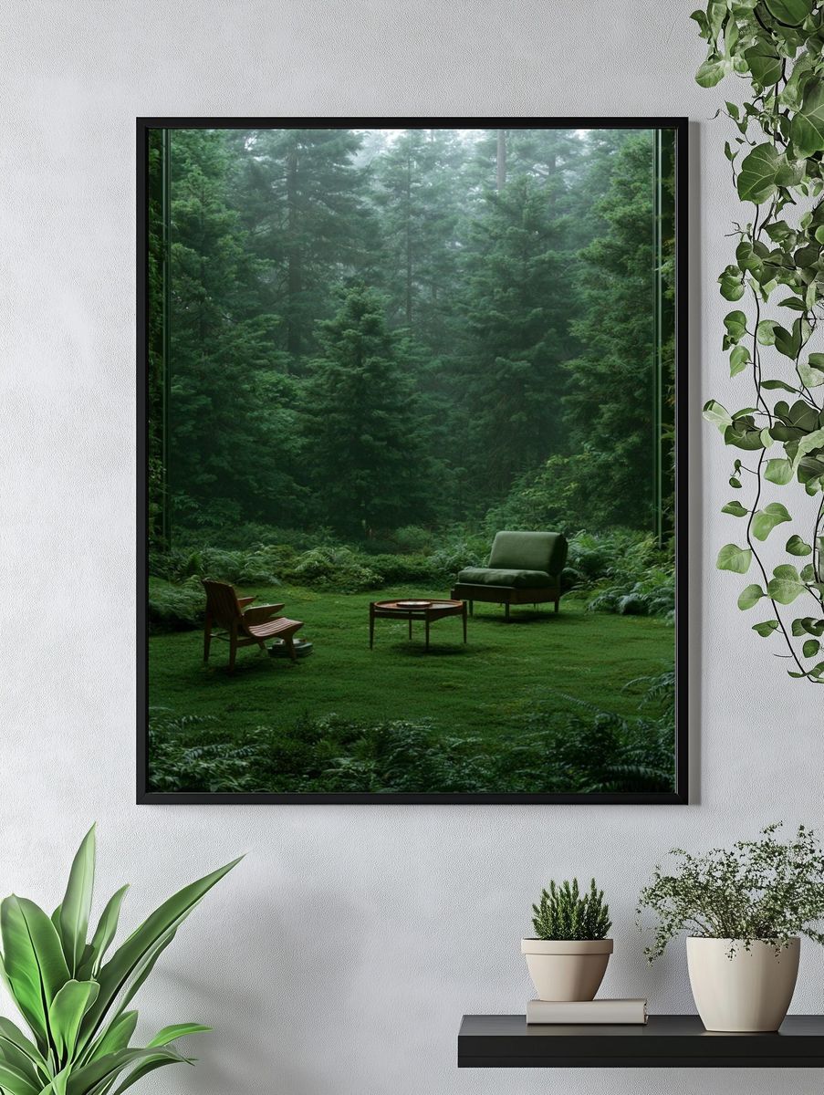 Misty Forest Retreat Photography Poster. — room view 4