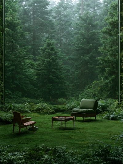 Misty Forest Retreat Photography Poster.