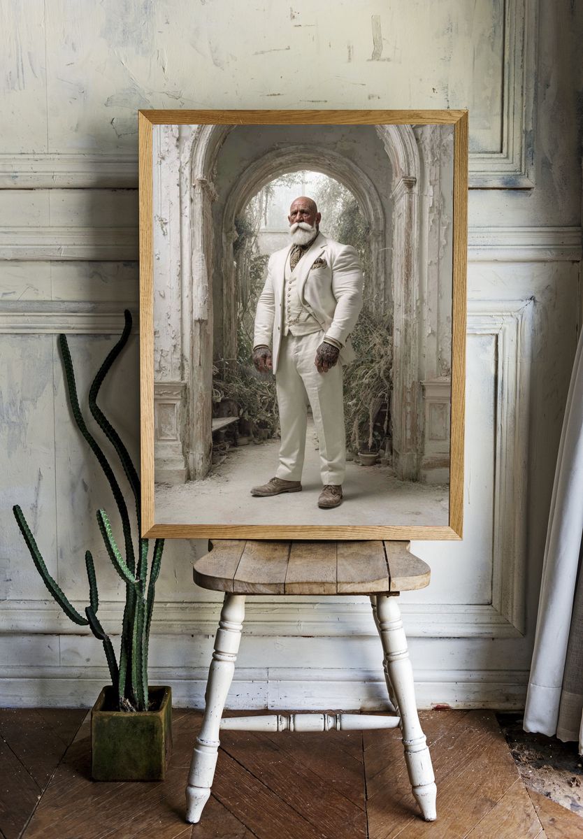 Elder Gentleman in White Suit Poster. — room view 1