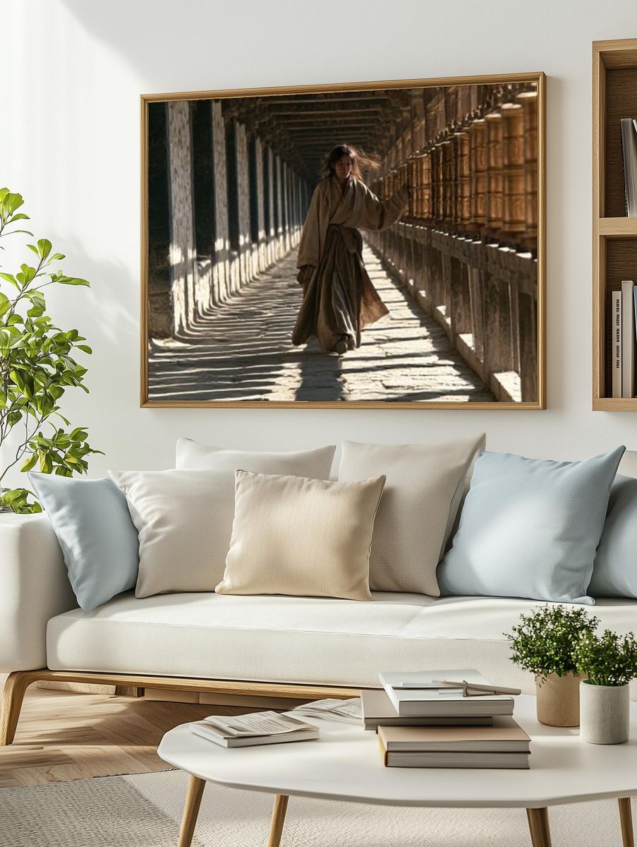 Monk Corridor Walk Photography Poster. — room view 2