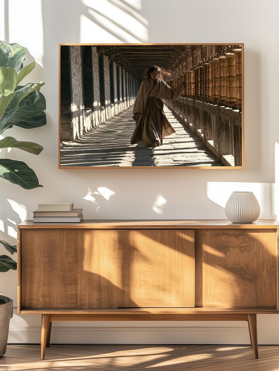Monk Corridor Walk Photography Poster. — room view 3