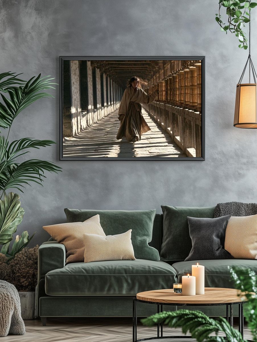Monk Corridor Walk Photography Poster. — room view 4
