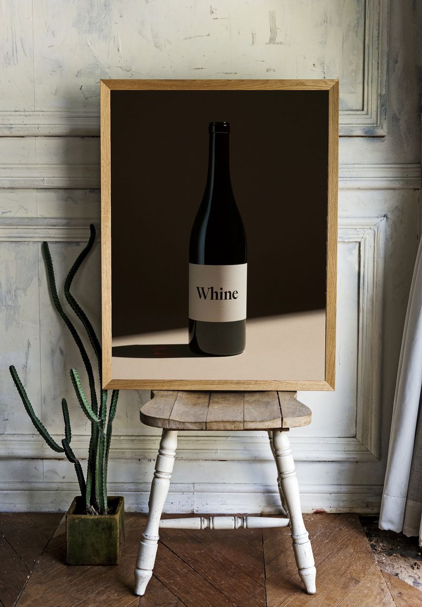 Whine Wine Bottle Photography Poster. — room view 1