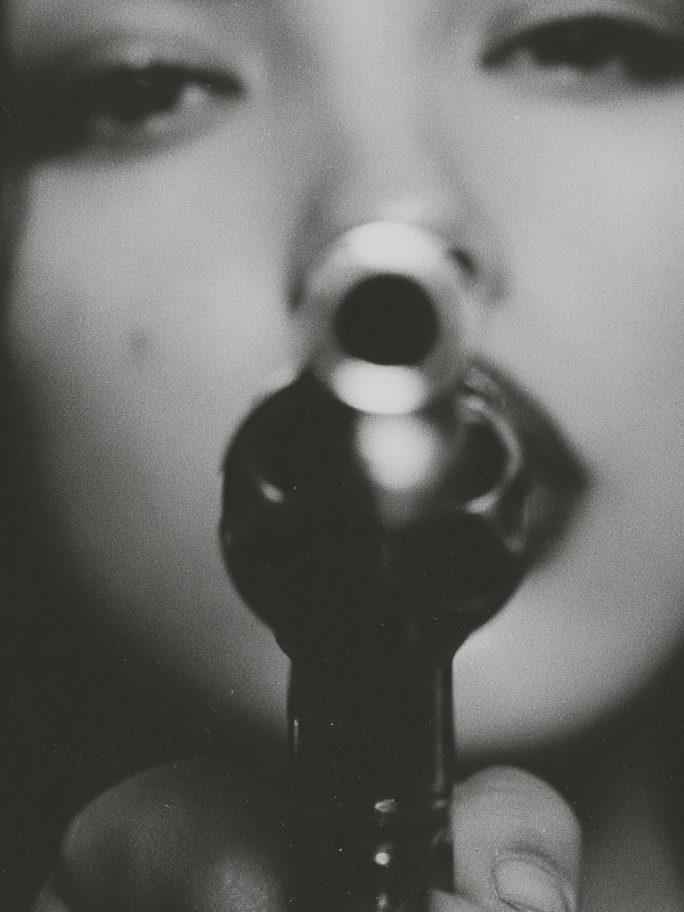 Surreal Face and Gun — Photography Print. poster detail