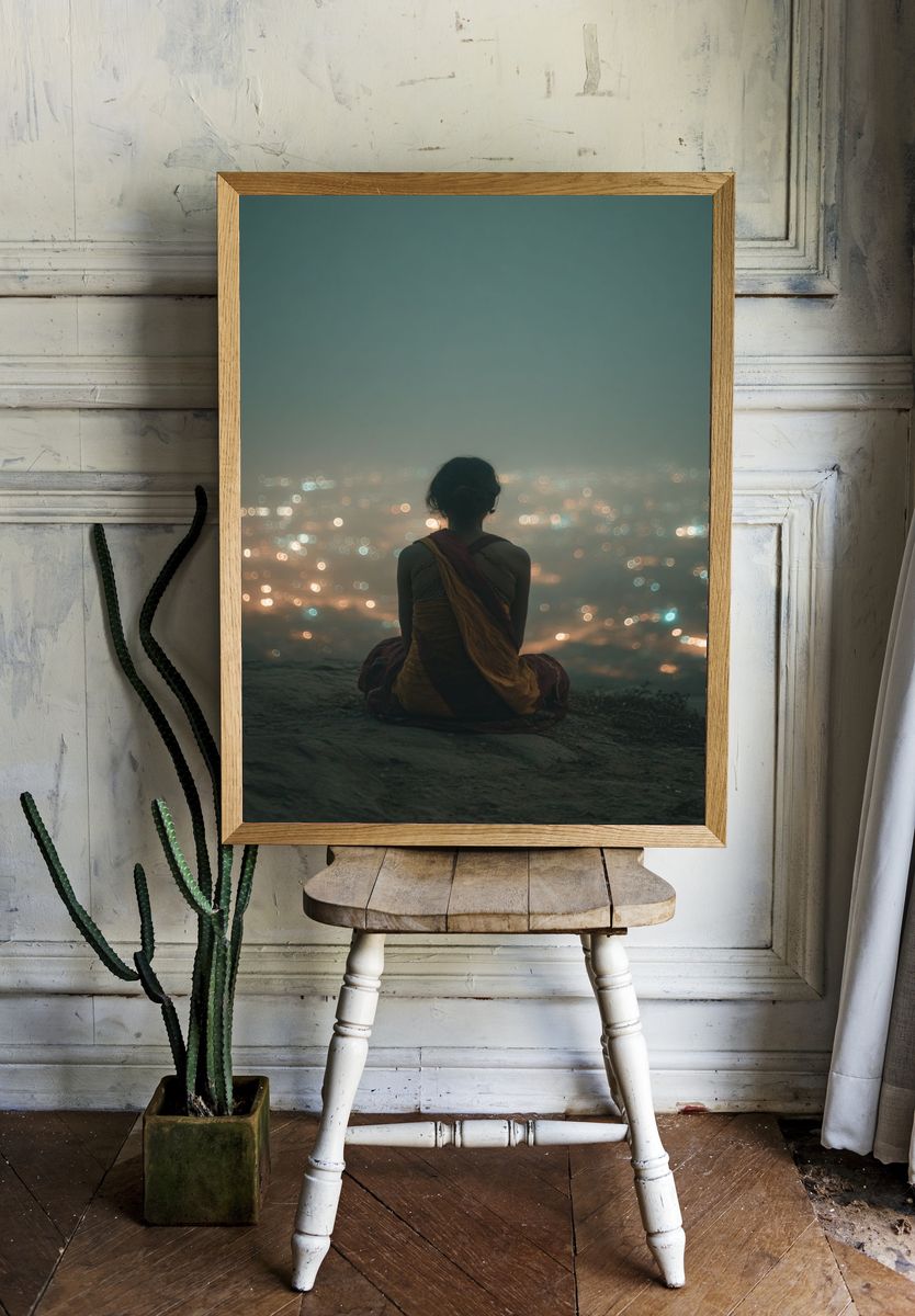 Contemplative Woman at Dusk — Photography Print. — room view 1