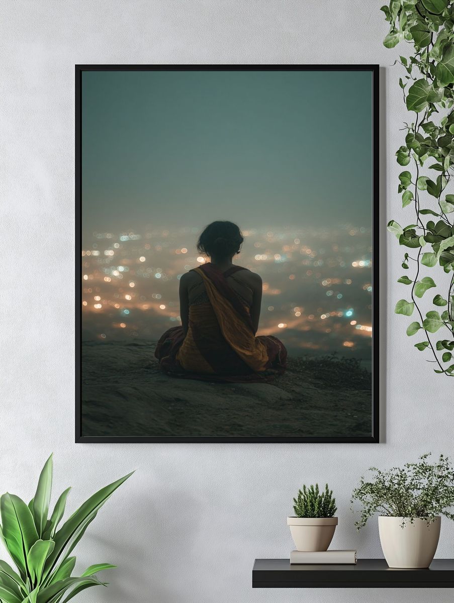 Contemplative Woman at Dusk — Photography Print. — room view 4