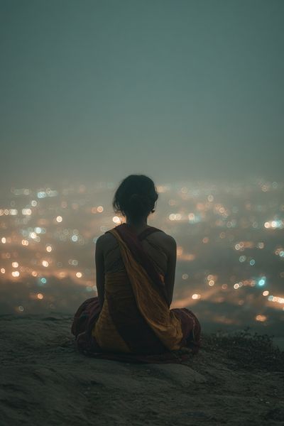 Contemplative Woman at Dusk — Photography Print. poster print
