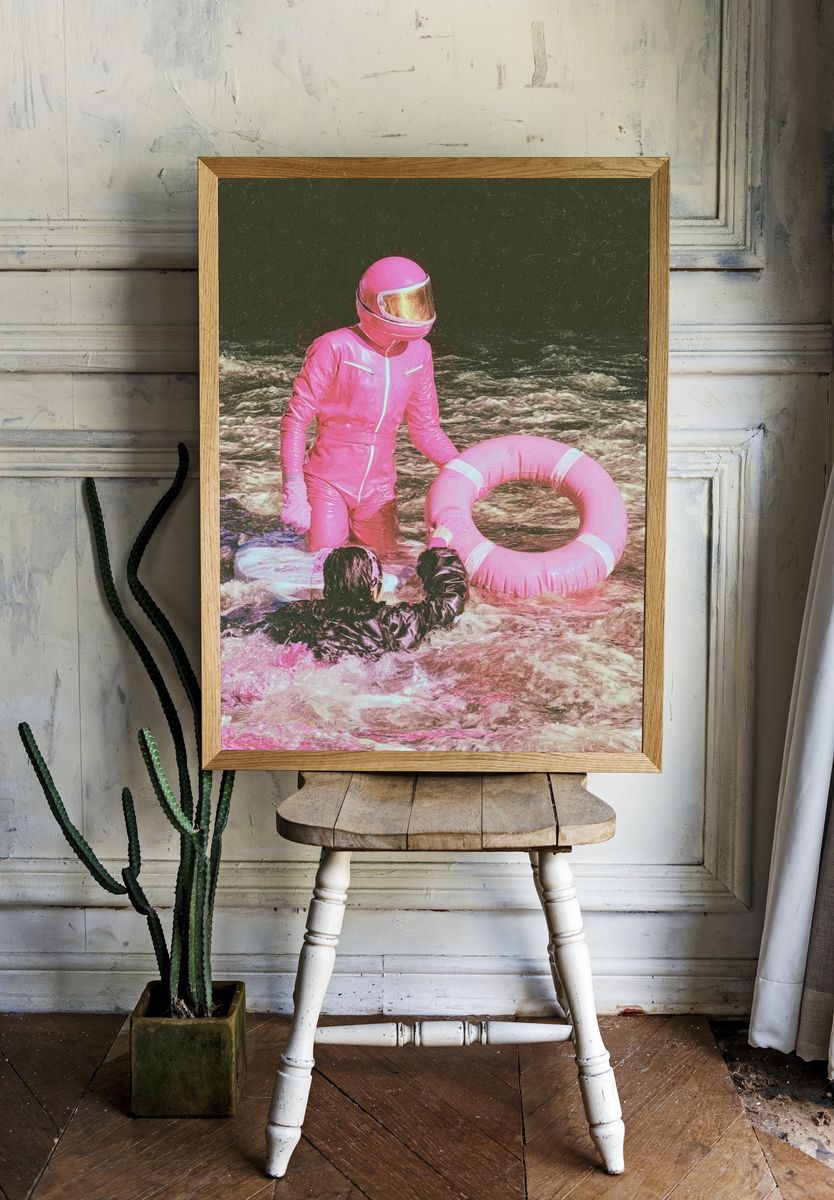 Pink Astronaut Rescue Photography Poster. — room view 1
