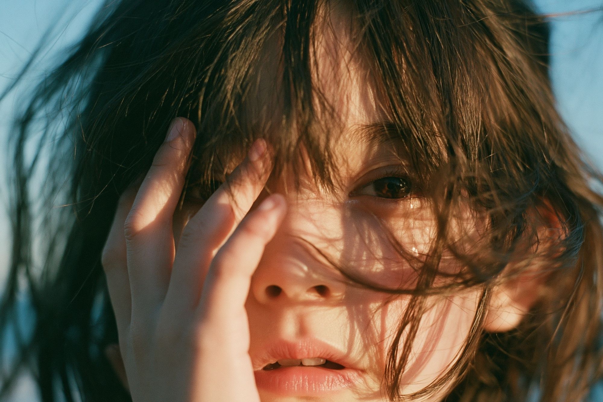 Windblown Portrait Photography Poster. poster detail
