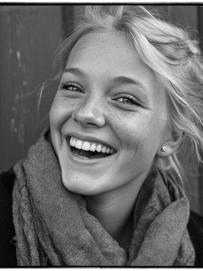 Smiling Portrait Black-White Print. poster print