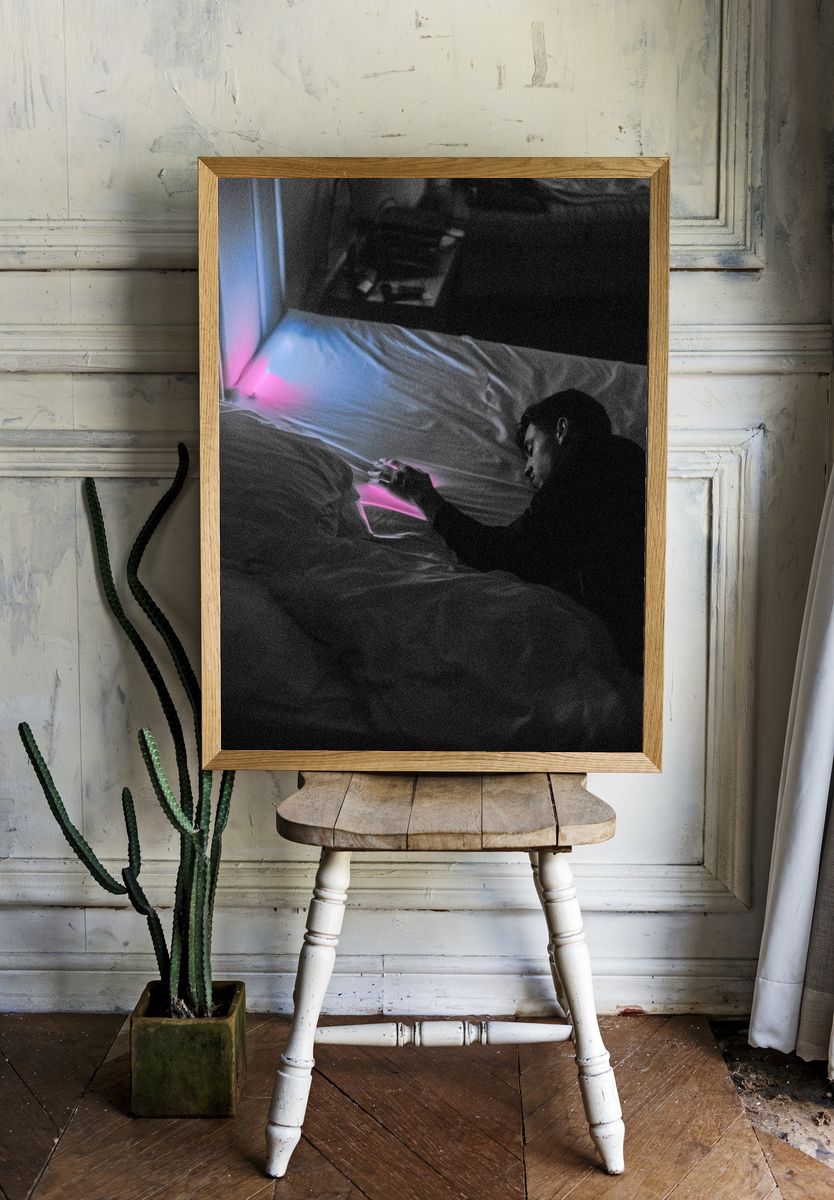 Neon Bedroom Noir Photography Poster. room preview