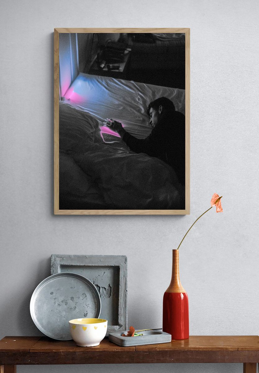 Neon Bedroom Noir Photography Poster. — room view 3