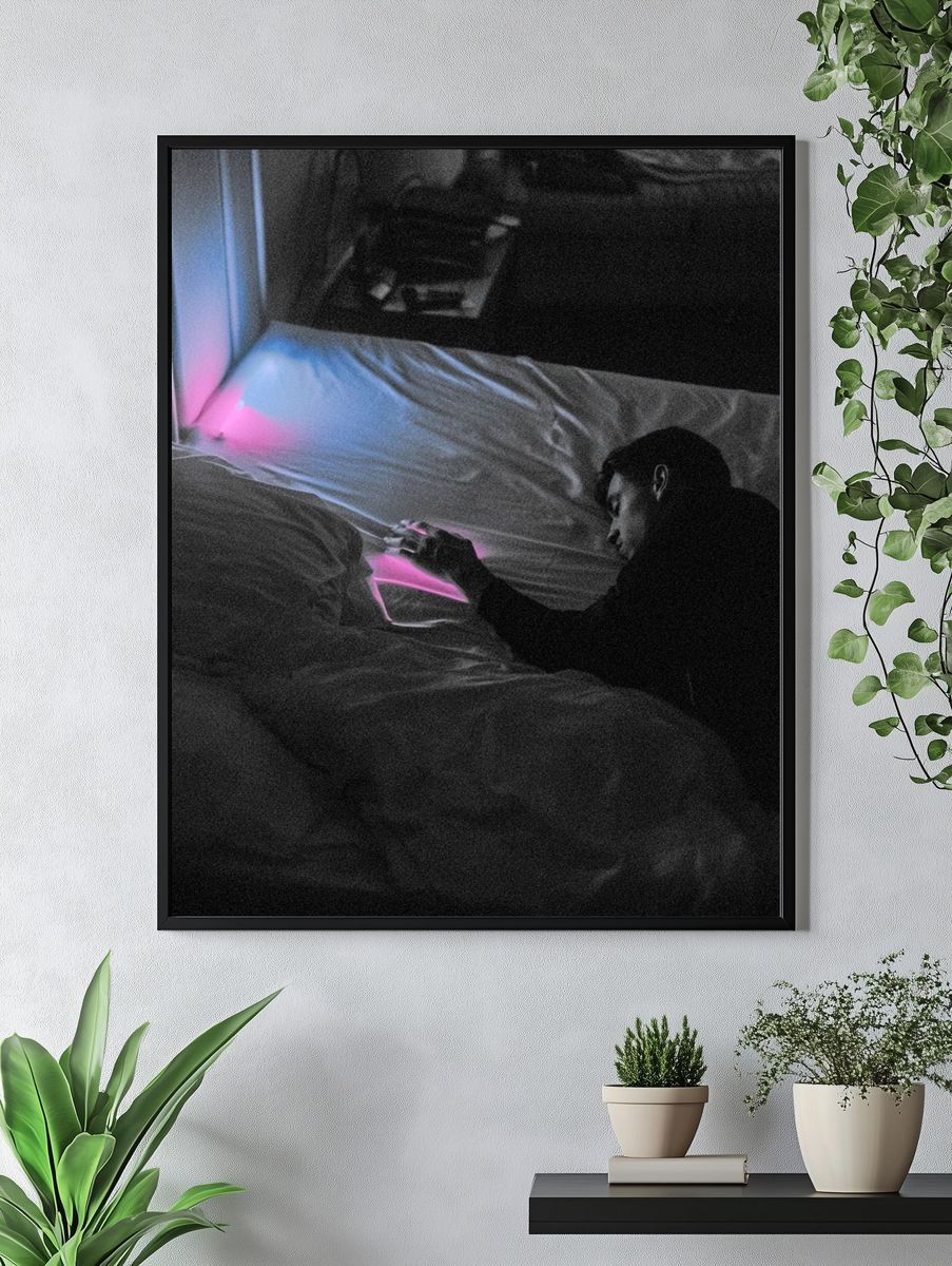 Neon Bedroom Noir Photography Poster. — room view 4