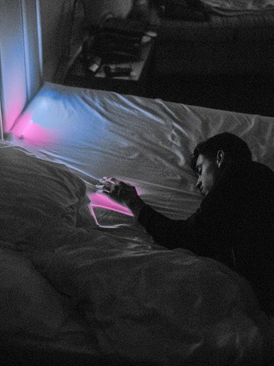 Neon Bedroom Noir Photography Poster.