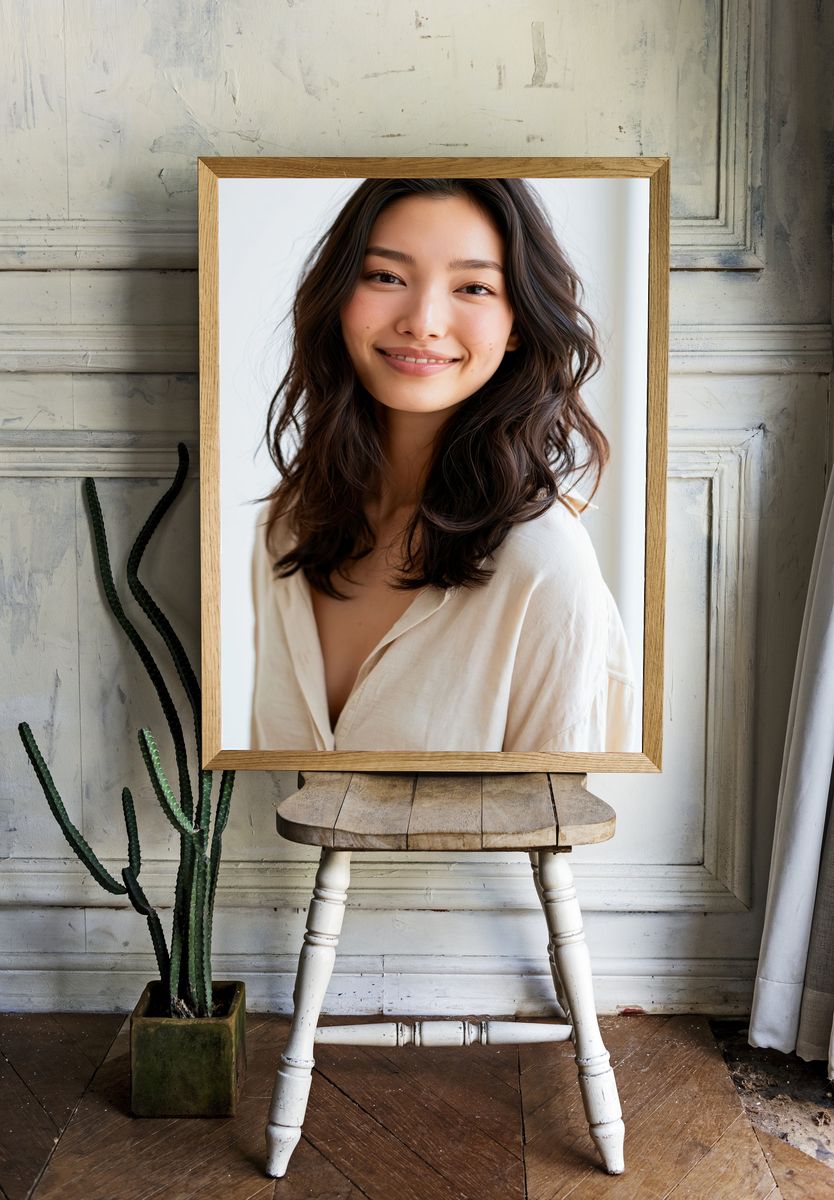 Smiling Woman Portrait Print. room preview