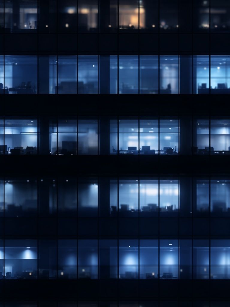Blue Office Windows Night Poster.