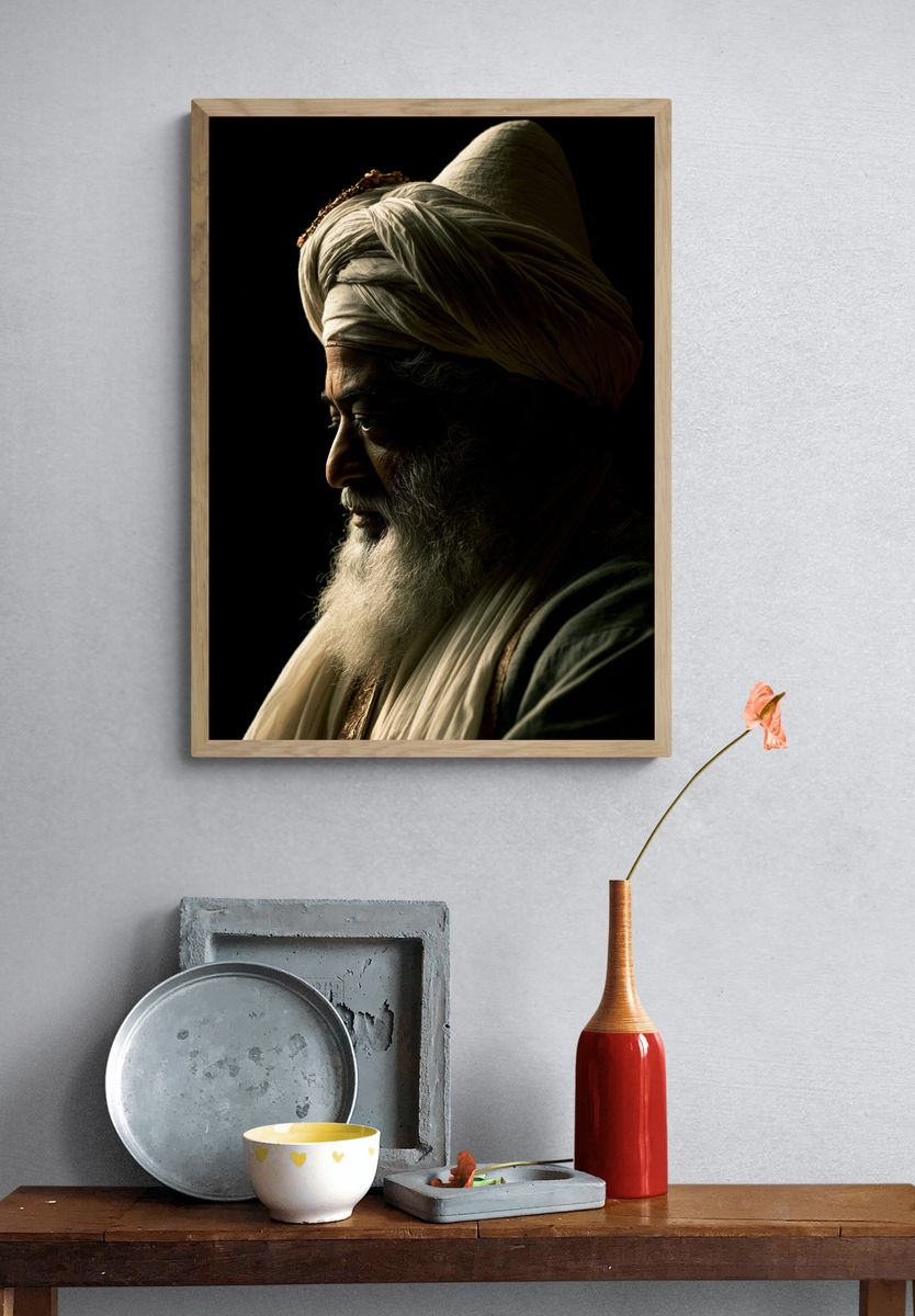 Turbaned Elder Portrait Print. — room view 3