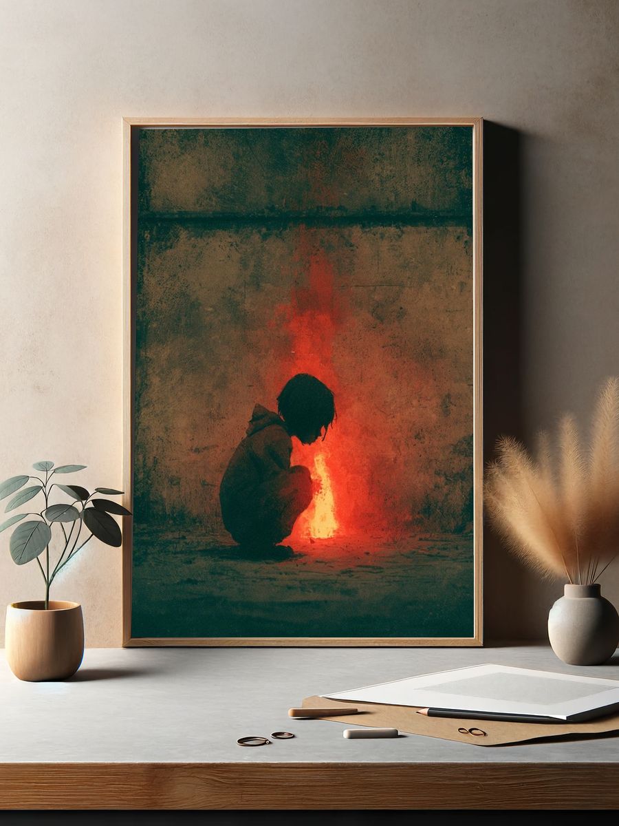 Child by Firelight Photography Poster. — room view 2