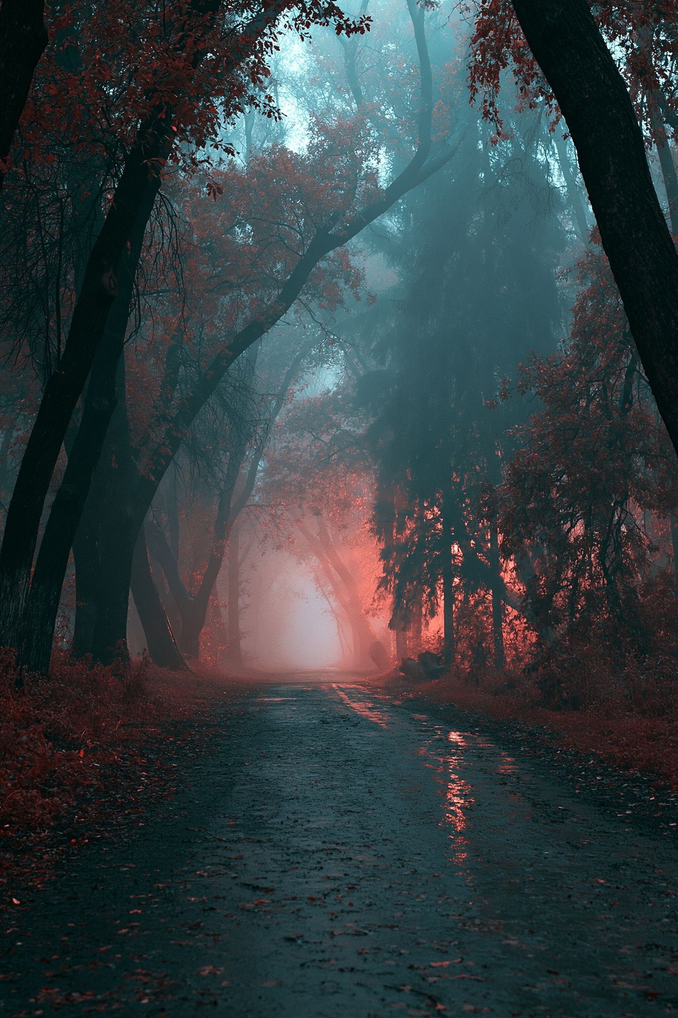 Misty Forest Path Photography Poster. poster — photography art
