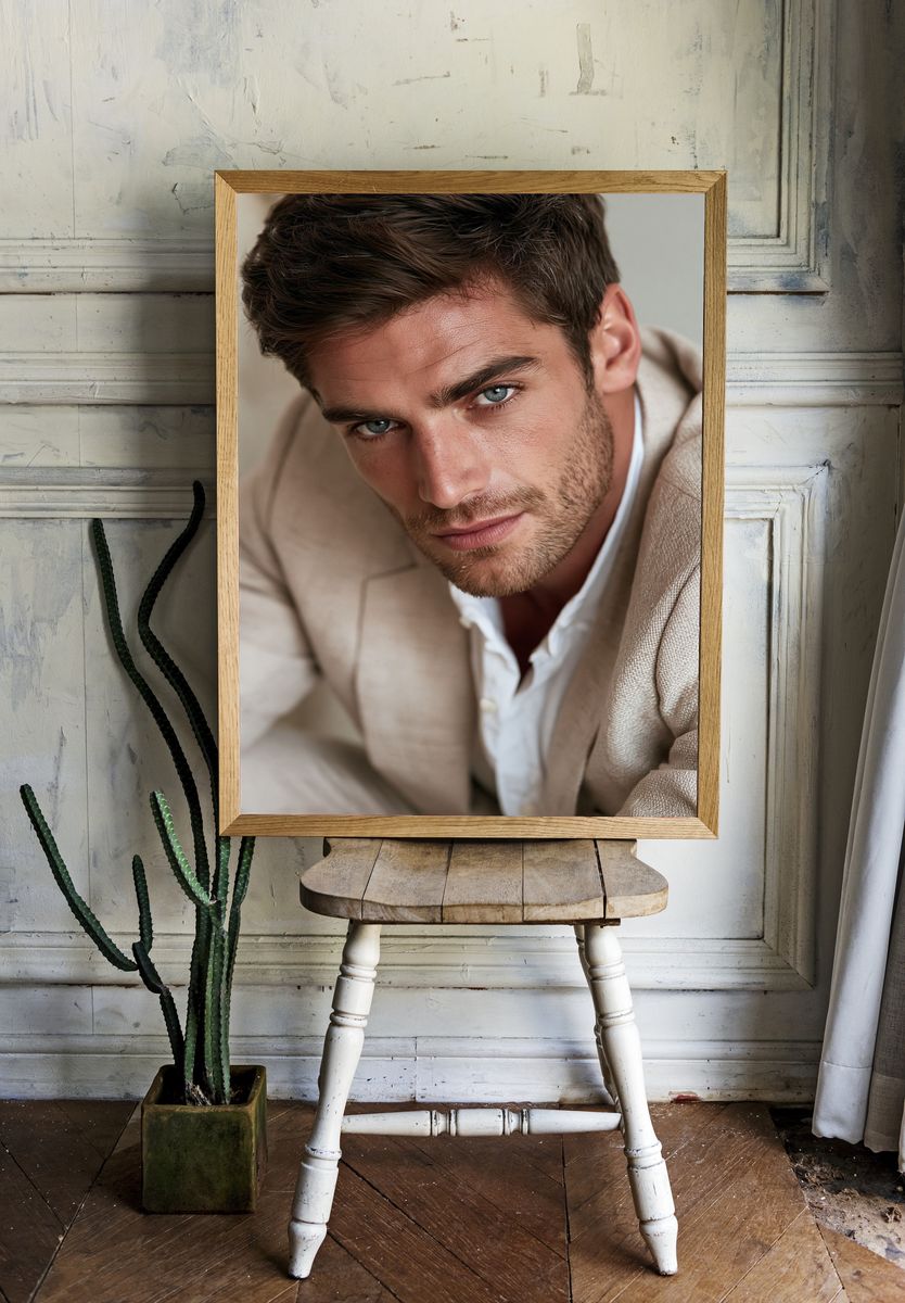 Elegant Male Portrait Photography Poster. — room view 1