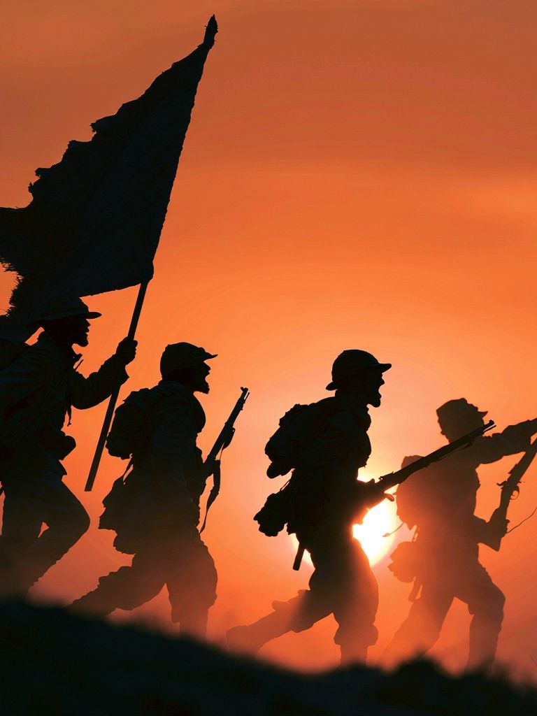 Soldiers at Sunset Photography Print. poster detail