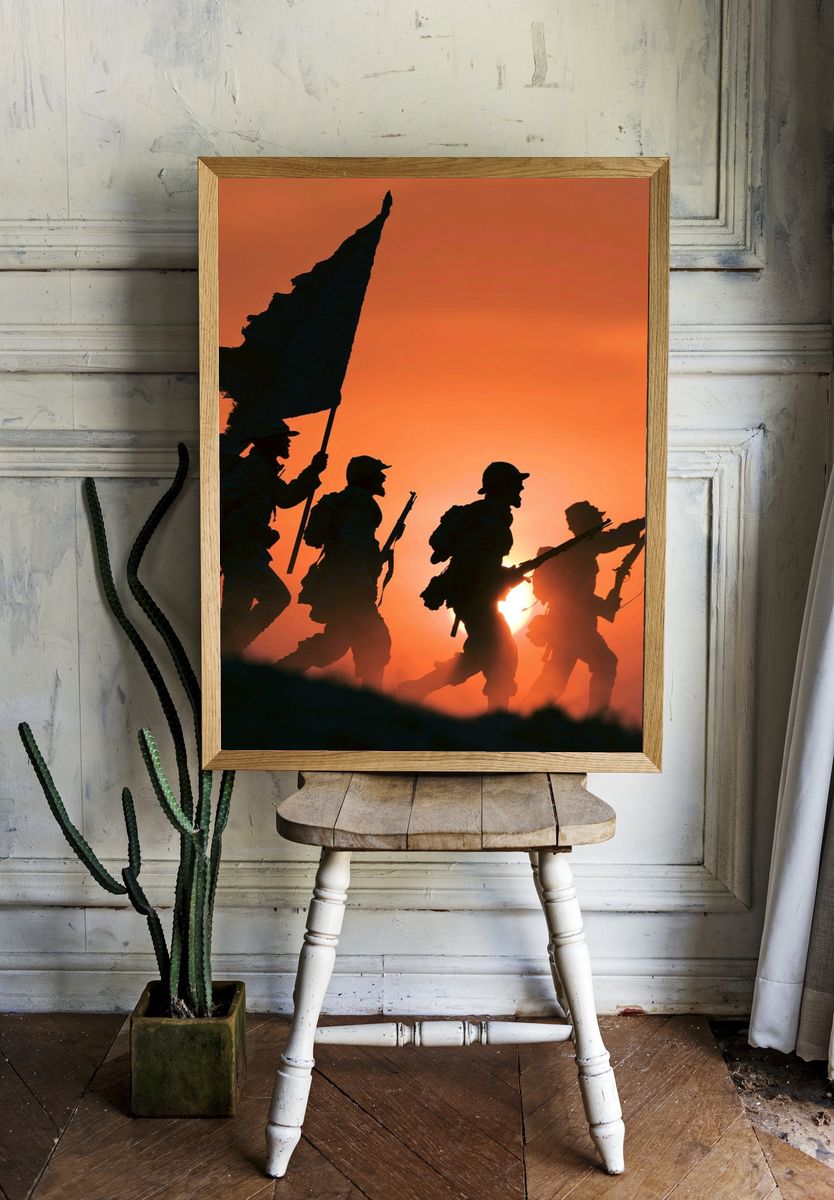 Soldiers at Sunset Photography Print. room preview
