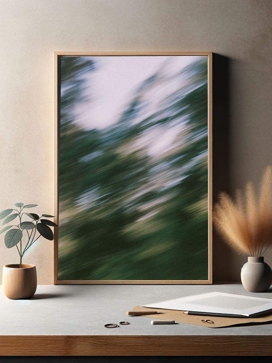 Blurred Forest Motion Photography Poster. — room view 2