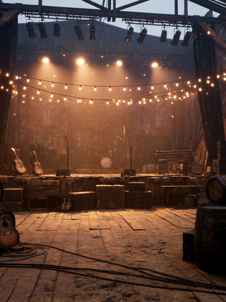 Rustic Stage Lights Photography Poster. poster — photography art