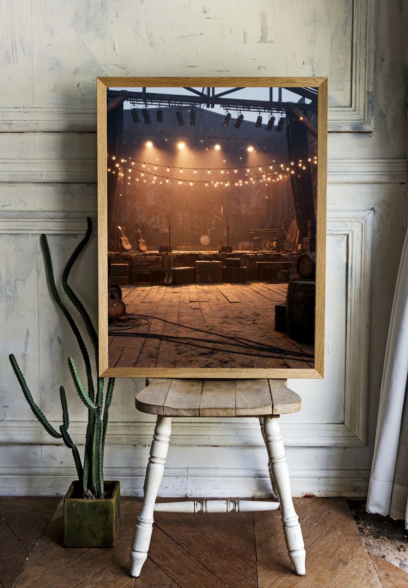 Rustic Stage Lights Photography Poster. room preview