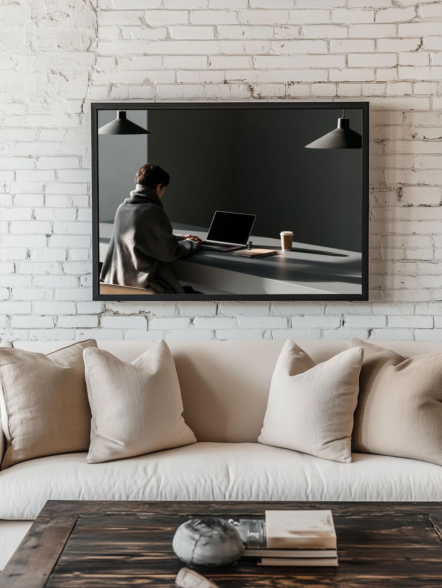 Quiet Workspace Photography Poster. room preview