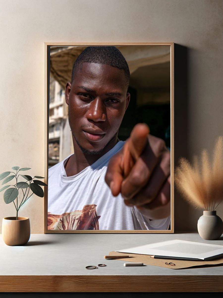 Pointing Portrait Photography Poster. — room view 2