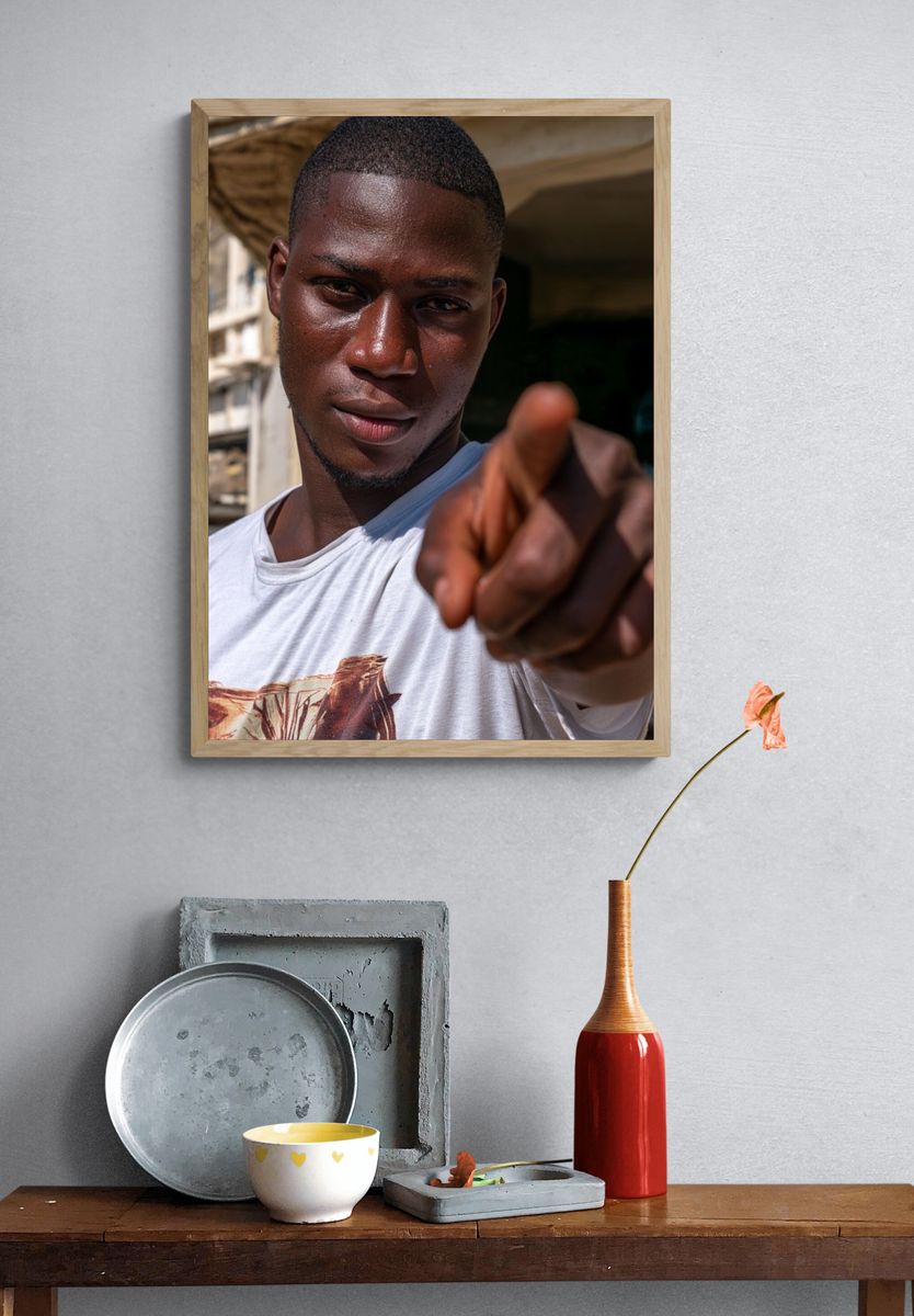 Pointing Portrait Photography Poster. — room view 3