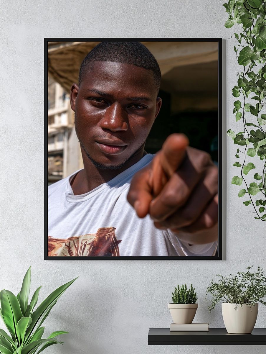 Pointing Portrait Photography Poster. — room view 4