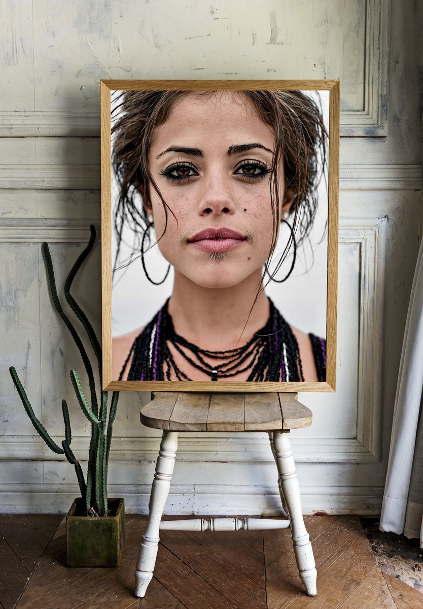 Expressive Woman Portrait Poster. room preview