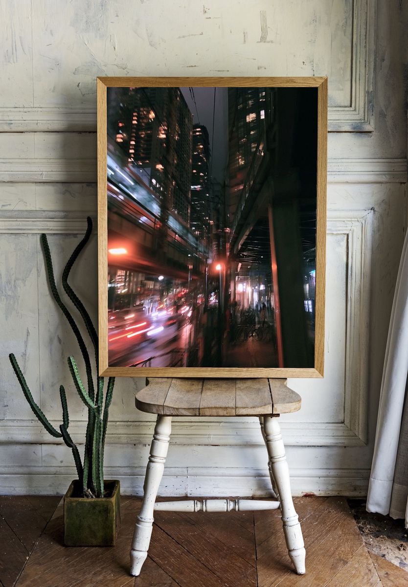 Neon City Motion Photography Poster. — room view 1