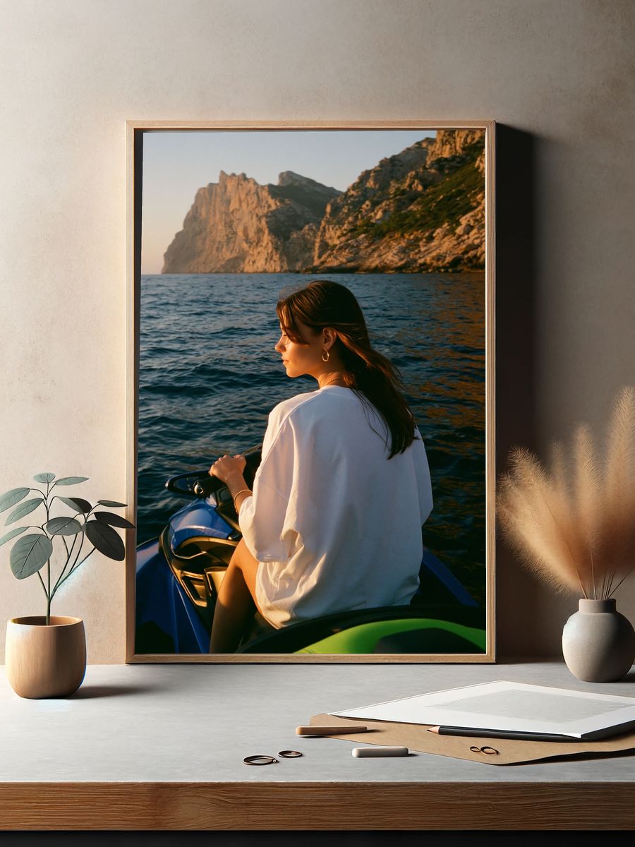 Seaside Jet Ski Portrait Poster. — room view 2