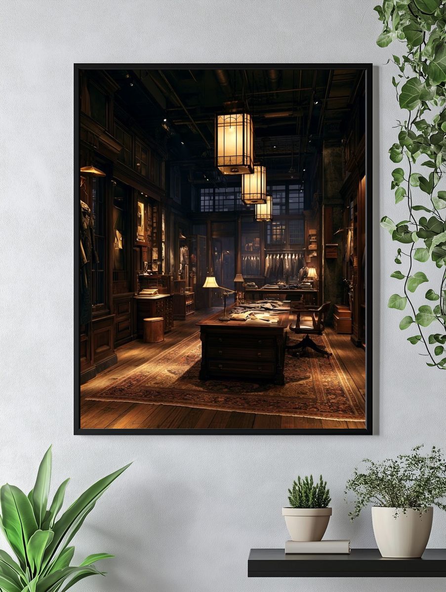 Vintage Tailor Shop Interior Print. — room view 4
