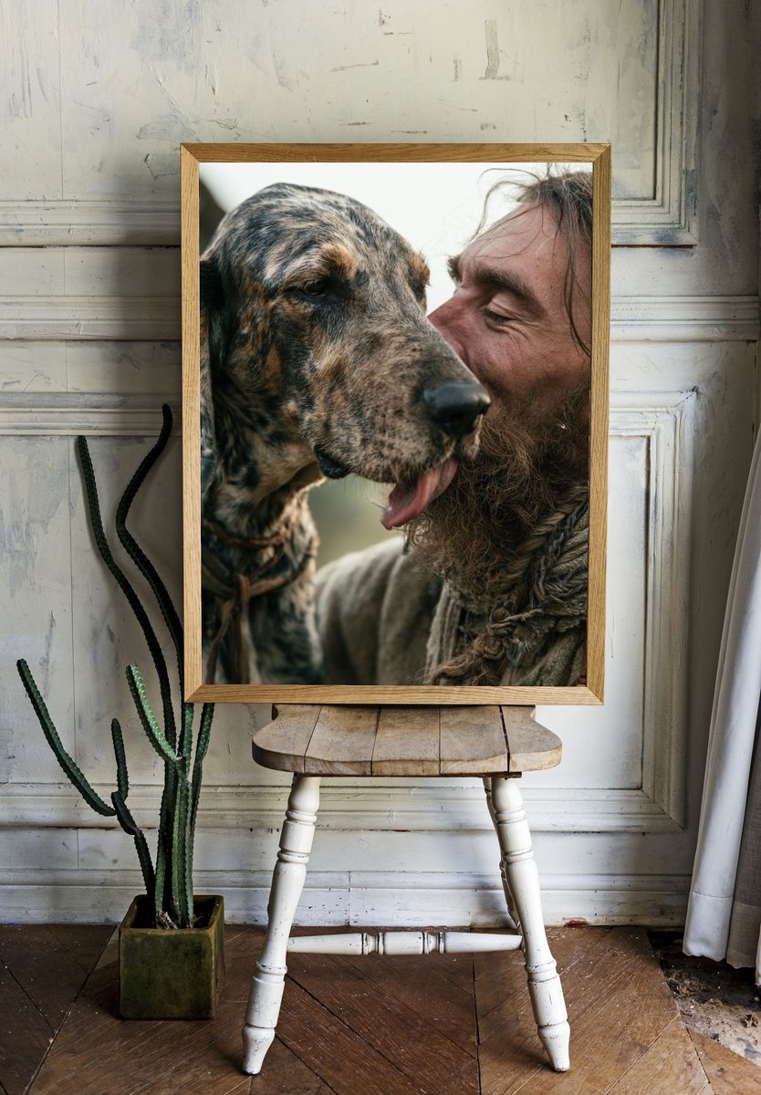 Man and Dog Portrait Poster. — room view 1