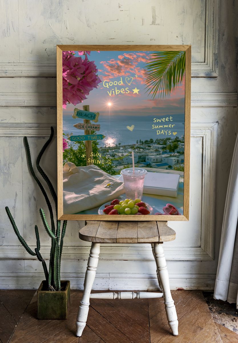 Good Vibes Beach Sunset Poster. room preview