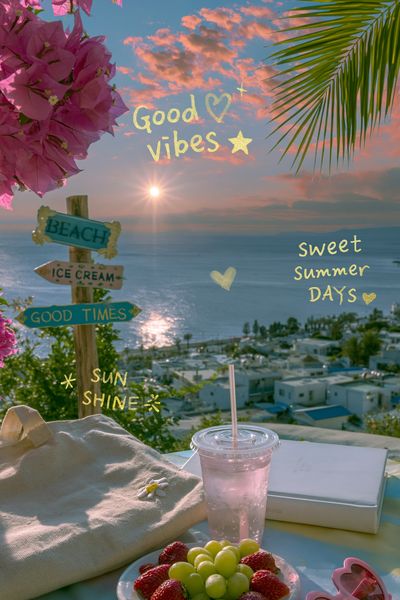 Good Vibes Beach Sunset Poster.