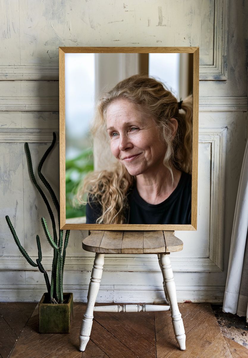 Smiling Woman Portrait Photography Poster. room preview