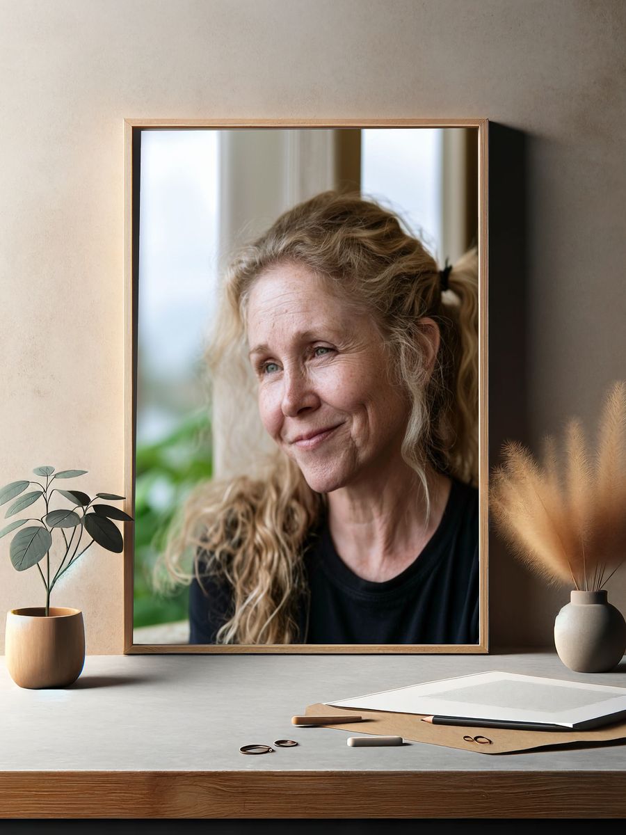 Smiling Woman Portrait Photography Poster. — room view 2