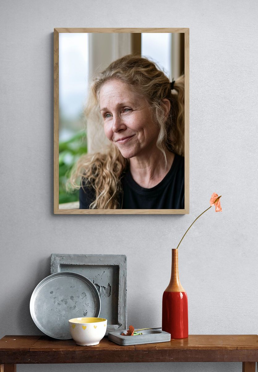 Smiling Woman Portrait Photography Poster. — room view 3