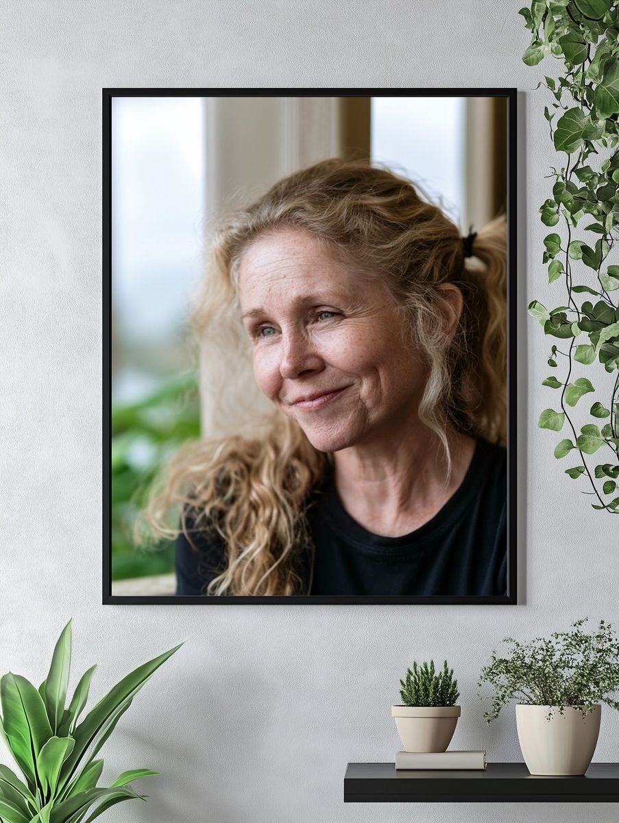 Smiling Woman Portrait Photography Poster. — room view 4