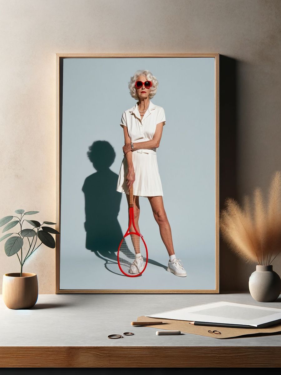 Stylish Tennis Portrait Poster. — room view 2