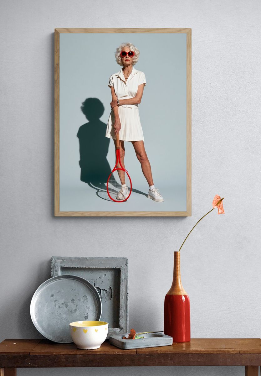 Stylish Tennis Portrait Poster. — room view 3