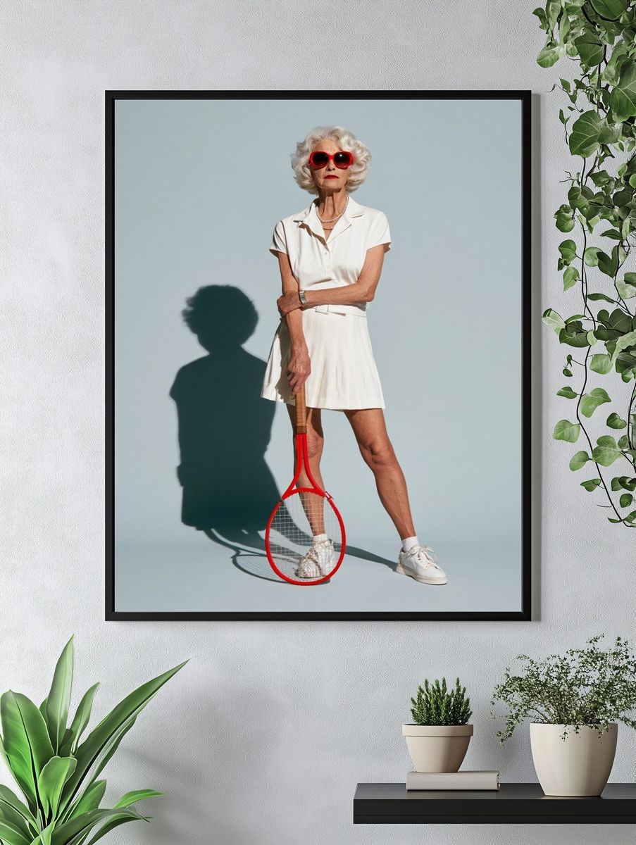 Stylish Tennis Portrait Poster. — room view 4