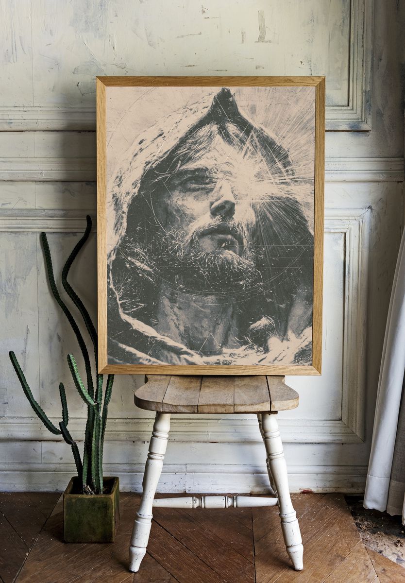 Bearded Man Portrait Print. room preview